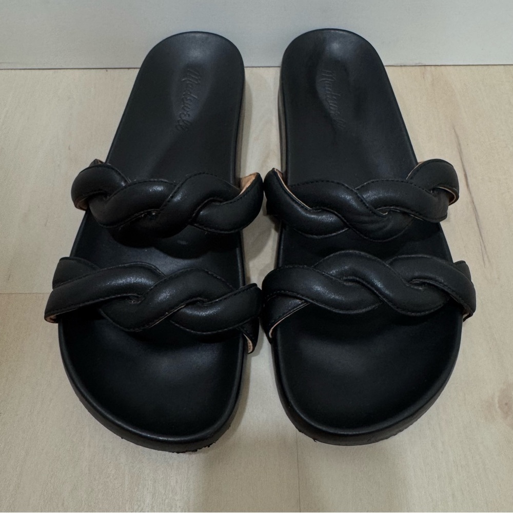 Madewell The Walker Slide Sandal Women's 9 Black Slip On Braided Summer - Picture 3 of 13